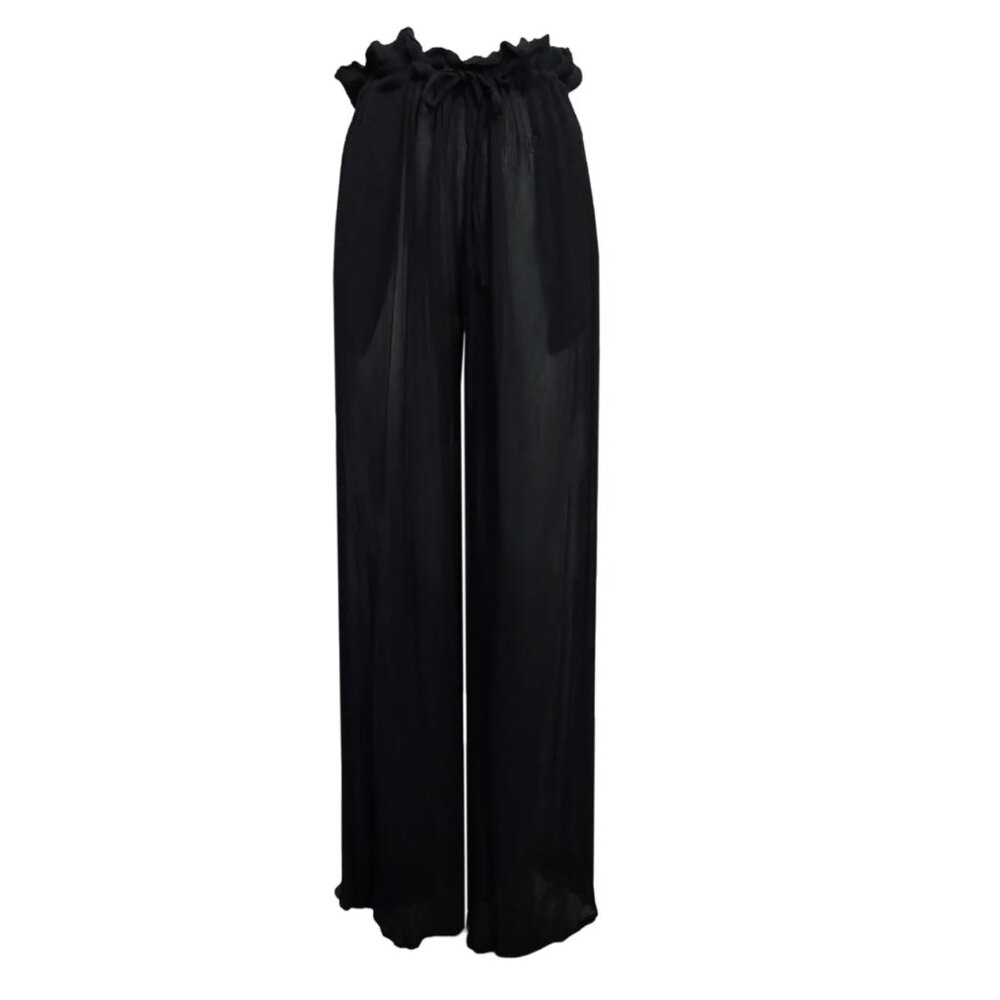Vintage 80s 'Valentino' Black Sheer Wide-Leg Trouser
